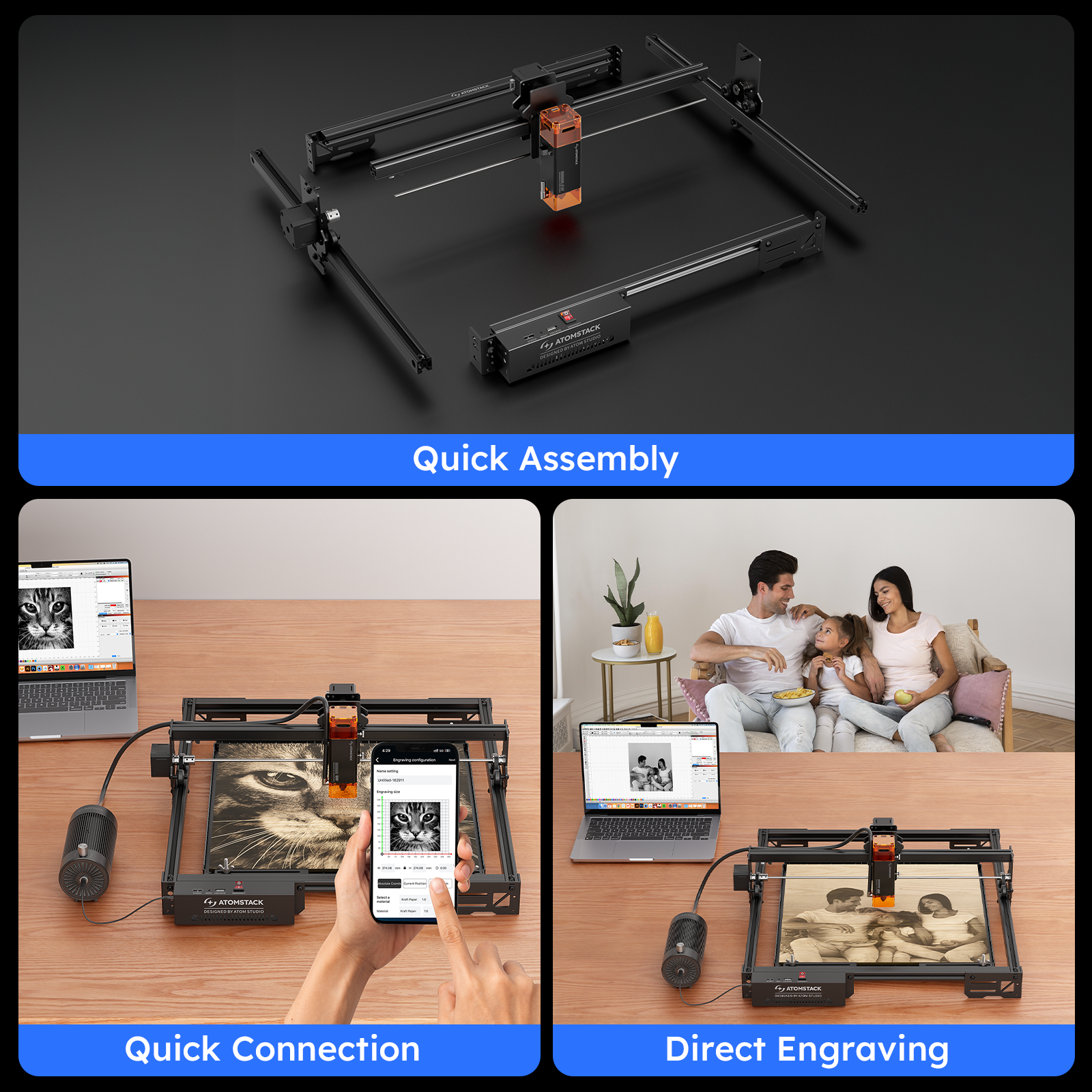 [EU Direct] ATOMSTACK Second-Generation Upgrade A5 PRO V2 5W, A10 PRO V2 10W, A20 PRO V2 20W Laser Engraver For Beginners DIY Hobby Kraft Woodworking Tools