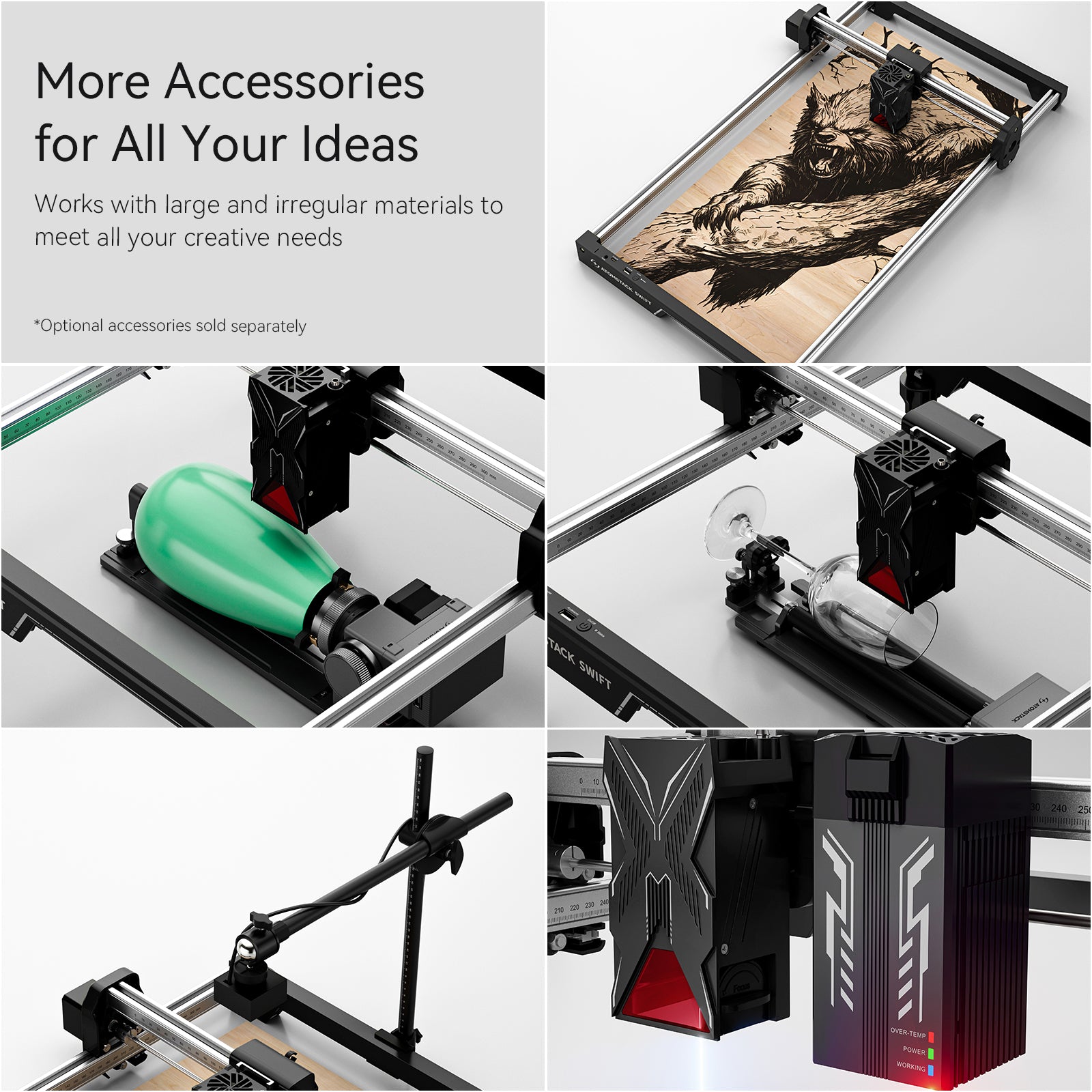 AtomStack Swift Mini 7W 12W Laser Engraver Portable 300x300mm10000mm/min DIY Gifts for Wood and Metal Dark Acrylic Glass Metal