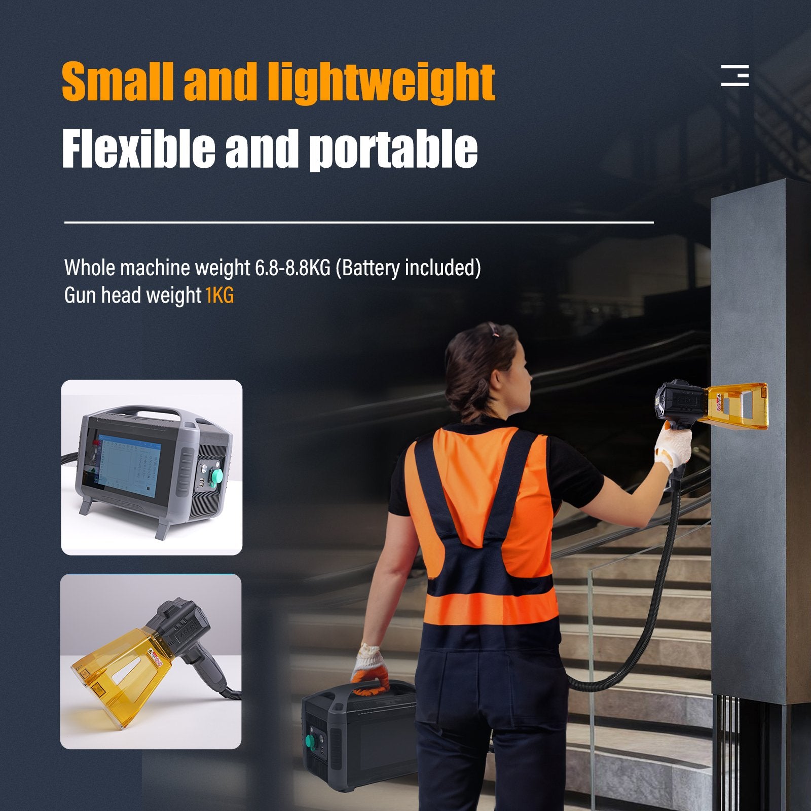 Portable Handheld Fiber Laser Marking Machine, Automatic Carving for Gold, Silver, Plastic Logo, QR Code, Date, 20W, 30W, 50W