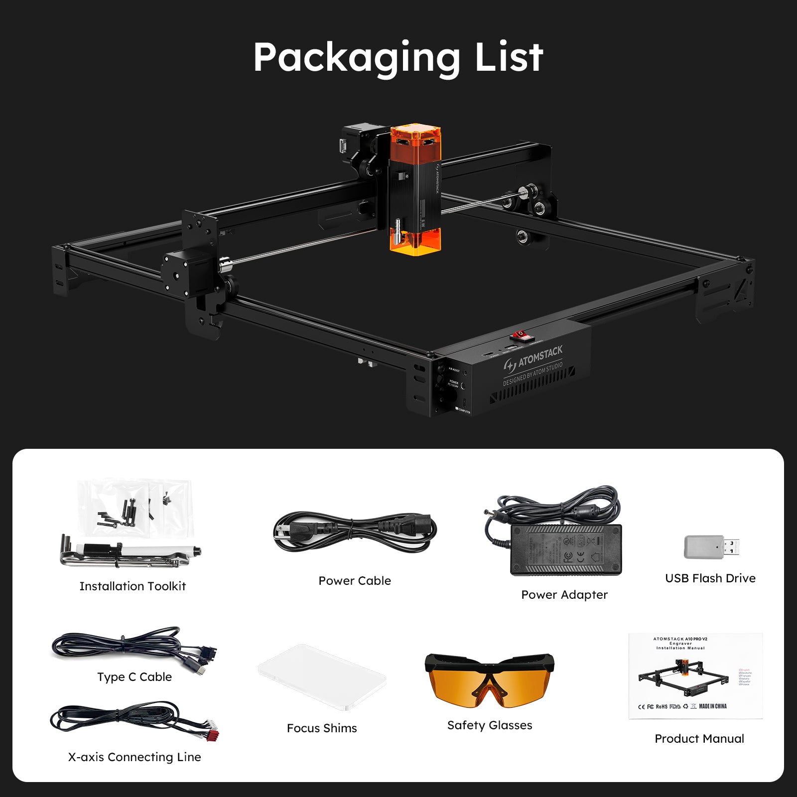 Atomstack A5 PRO V2 Upgraded 5W Laser Engraving Machine with Gen2 Spot Compression Technology Laser Engraver For Wood Metal