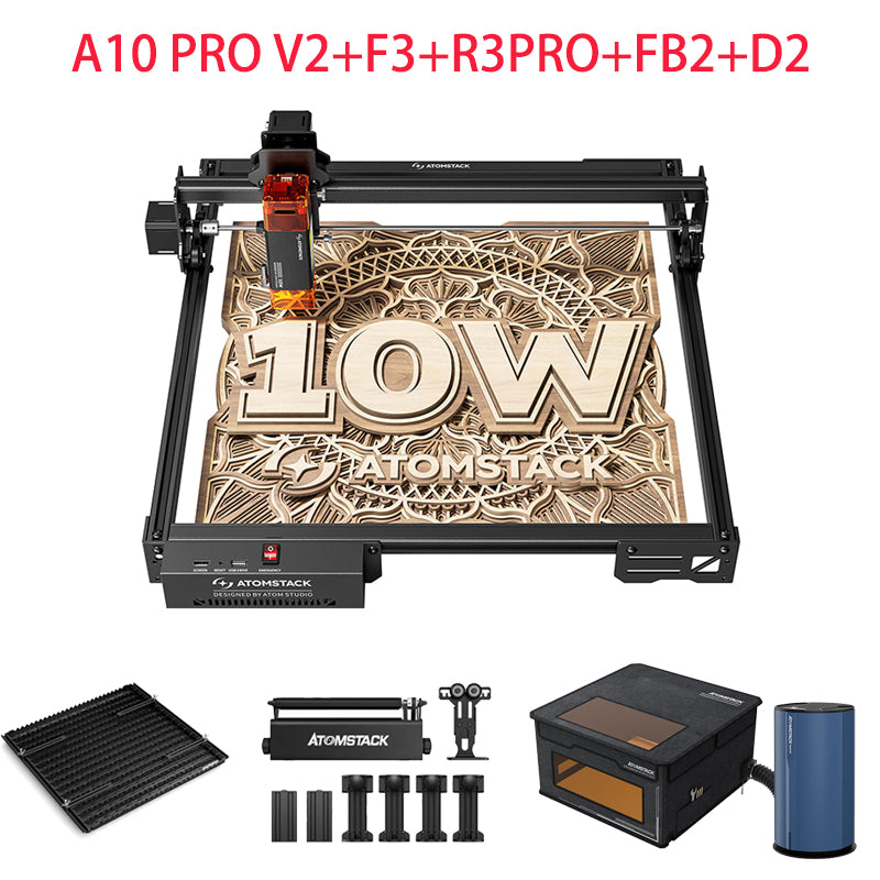 ATOMSTACK 10W Laser Engraver, A10 PRO V2 Laser Cutter, 0.06mm High Accuracy Laser Engraving Machine for Wood and Metal, Dark Acrylic, Glass, Leather