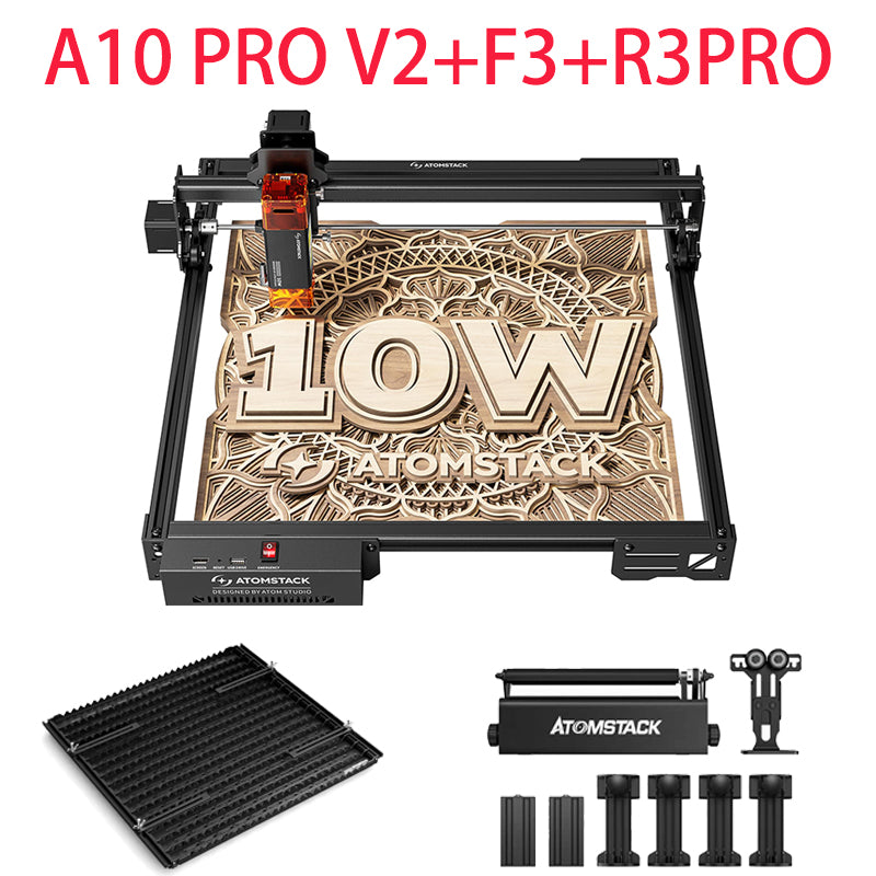 ATOMSTACK 10W Laser Engraver, A10 PRO V2 Laser Cutter, 0.06mm High Accuracy Laser Engraving Machine for Wood and Metal, Dark Acrylic, Glass, Leather