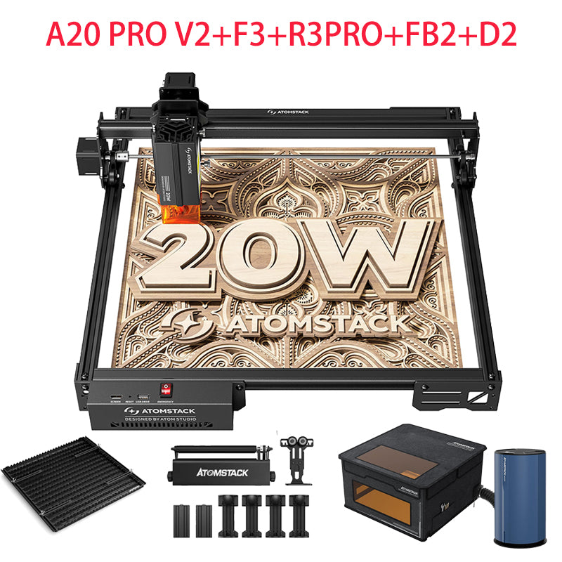 ATOMSTACK 20W Laser Engraver, A20 PRO V2 Laser Cutter, High Accuracy Laser Engraving Machine for Personalized Gifts, Business Cards, Wood, Metal, Acrylic, Leather