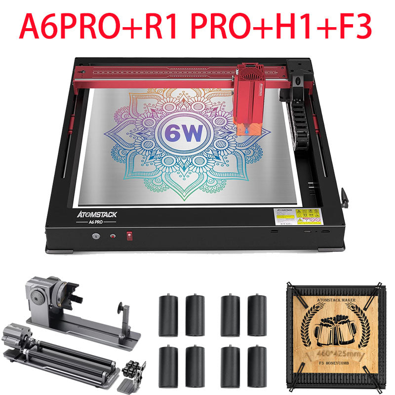 ATOMSTACK A6 Pro Laser Engraving Machine, Unibody Frame Design Installation Free, 6W Output Power Laser Cutter, Ultra-Fine Laser Engraver for Beginners, Home & Office Personalized DIY