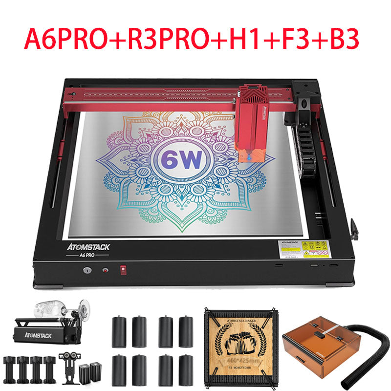 ATOMSTACK A6 Pro Laser Engraving Machine, Unibody Frame Design Installation Free, 6W Output Power Laser Cutter, Ultra-Fine Laser Engraver for Beginners, Home & Office Personalized DIY