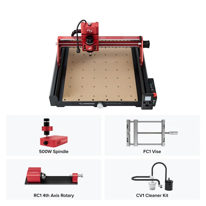 ATOMSTACK C4 Pro 4-Axis CNC Router Machine, 200W Spindle, Desktop Cutting and Milling Machine, Offline Control, 420×420mm Working Area, Relief Engraving for Wood, Plastic, Aluminum, Brass, PCB