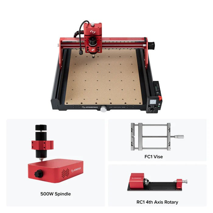 ATOMSTACK C4 Pro 4-Axis CNC Router Machine, 200W Spindle, Desktop Cutting and Milling Machine, Offline Control, 420×420mm Working Area, Relief Engraving for Wood, Plastic, Aluminum, Brass, PCB