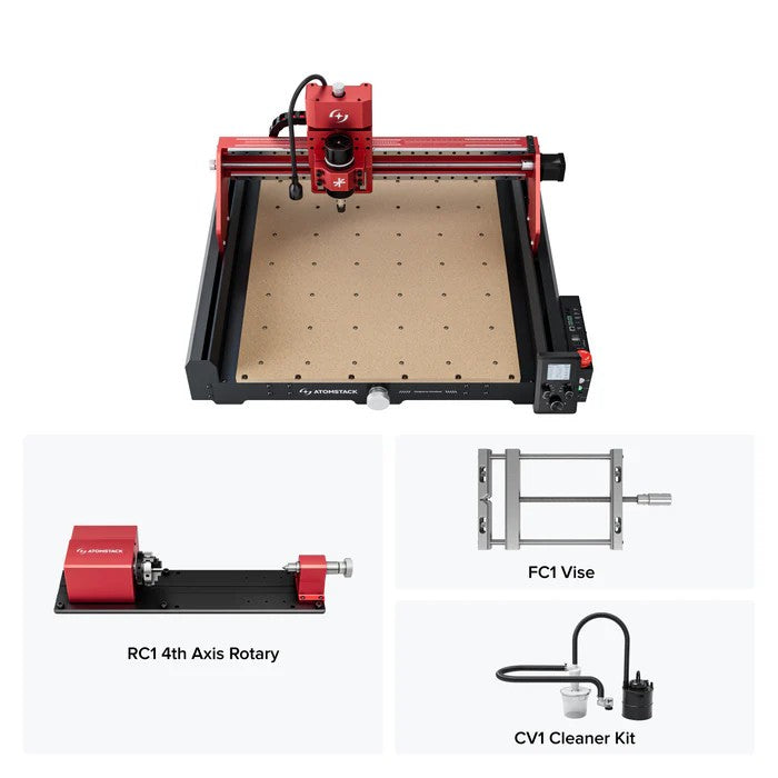 ATOMSTACK C4 Pro 4-Axis CNC Router Machine, 200W Spindle, Desktop Cutting and Milling Machine, Offline Control, 420×420mm Working Area, Relief Engraving for Wood, Plastic, Aluminum, Brass, PCB