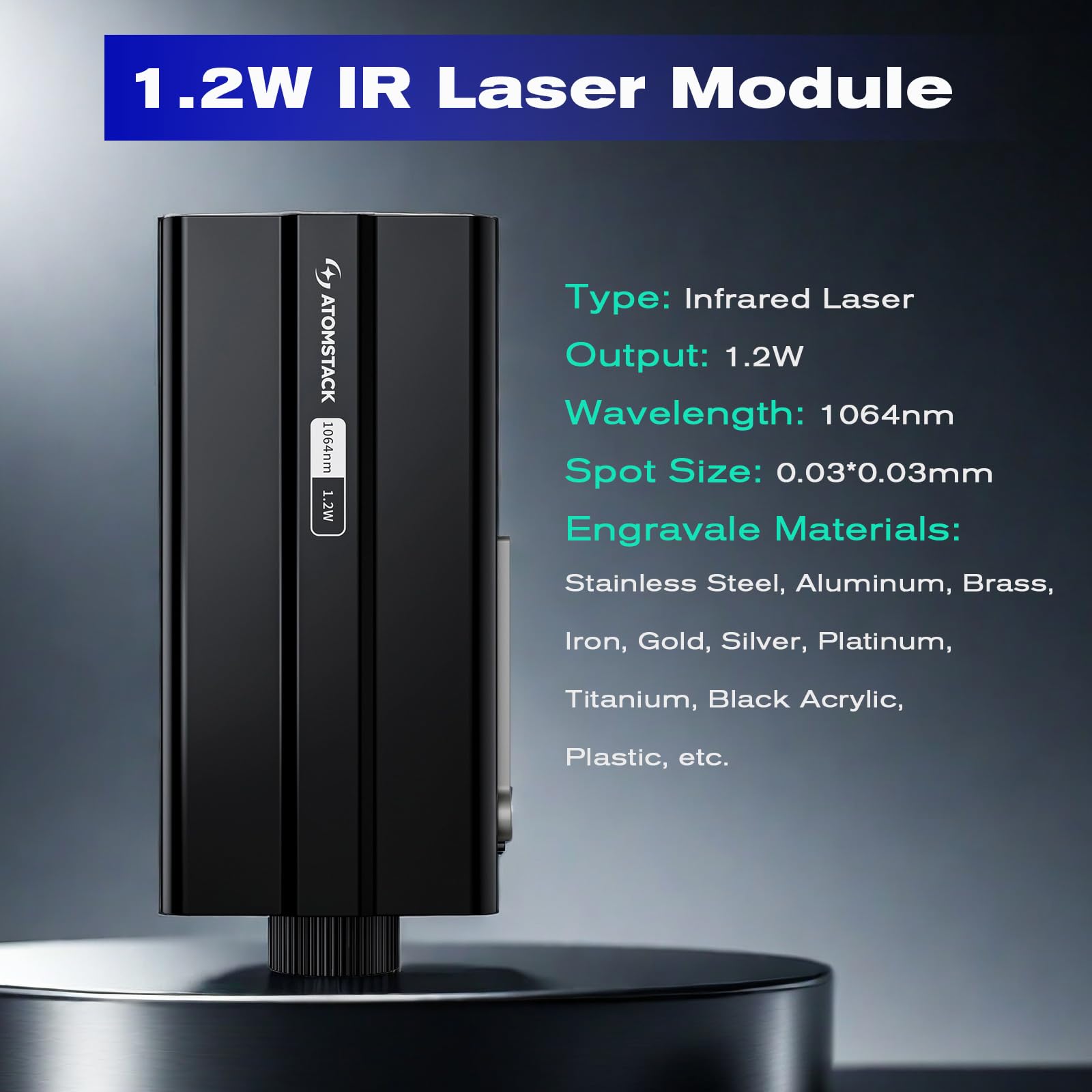 ATOMSTACK 1.2w IR 1064nm infrared Laser Module Laser Engraving Head Replacement Part Tool For P1 Series Laser Engraver