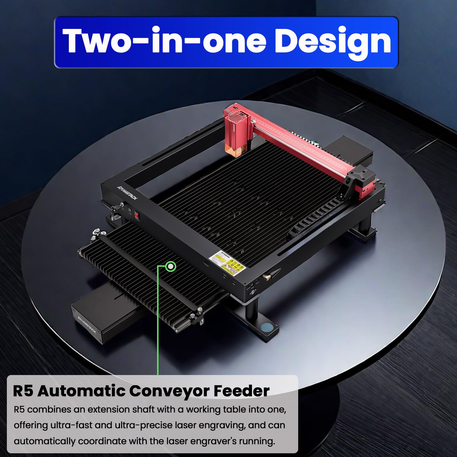 ATOMSTACK R5 Automatic Conveyor Feeder for Laser Engraver, 800*400*40mm Ultra-large Levitating Working Table, Mobile Extension Kit with 400mm/s Max Speed, Support Batch Laser Engraving and Cutting