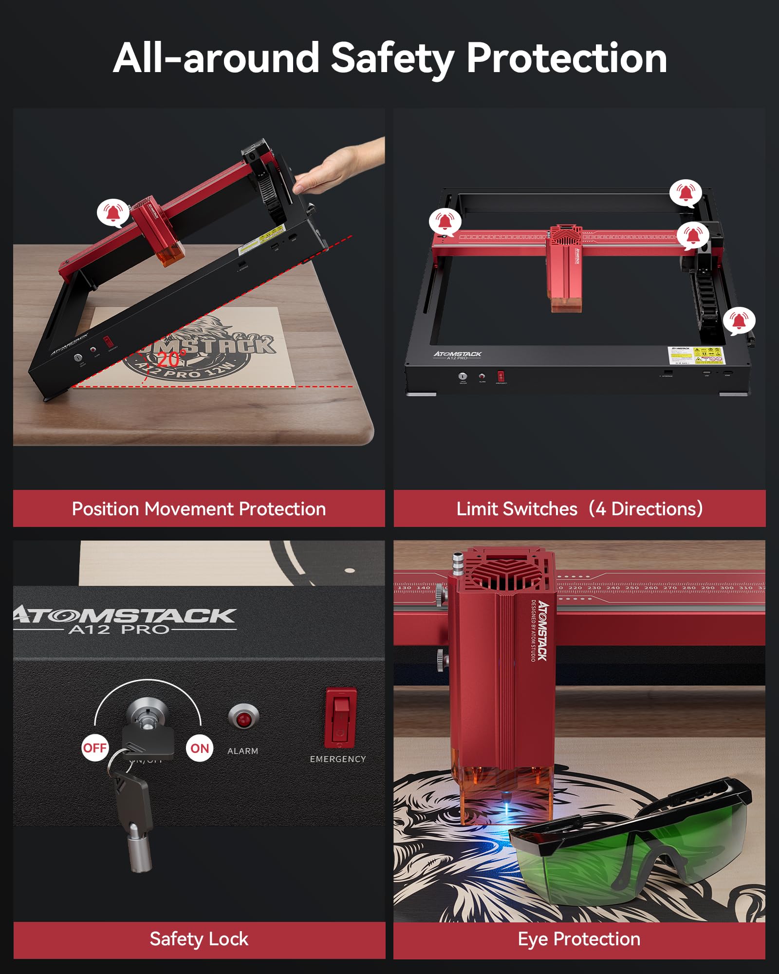 ATOMSTACK A6 Pro 40W Laser Engraving Machine 6W Output Power 600mm/s L