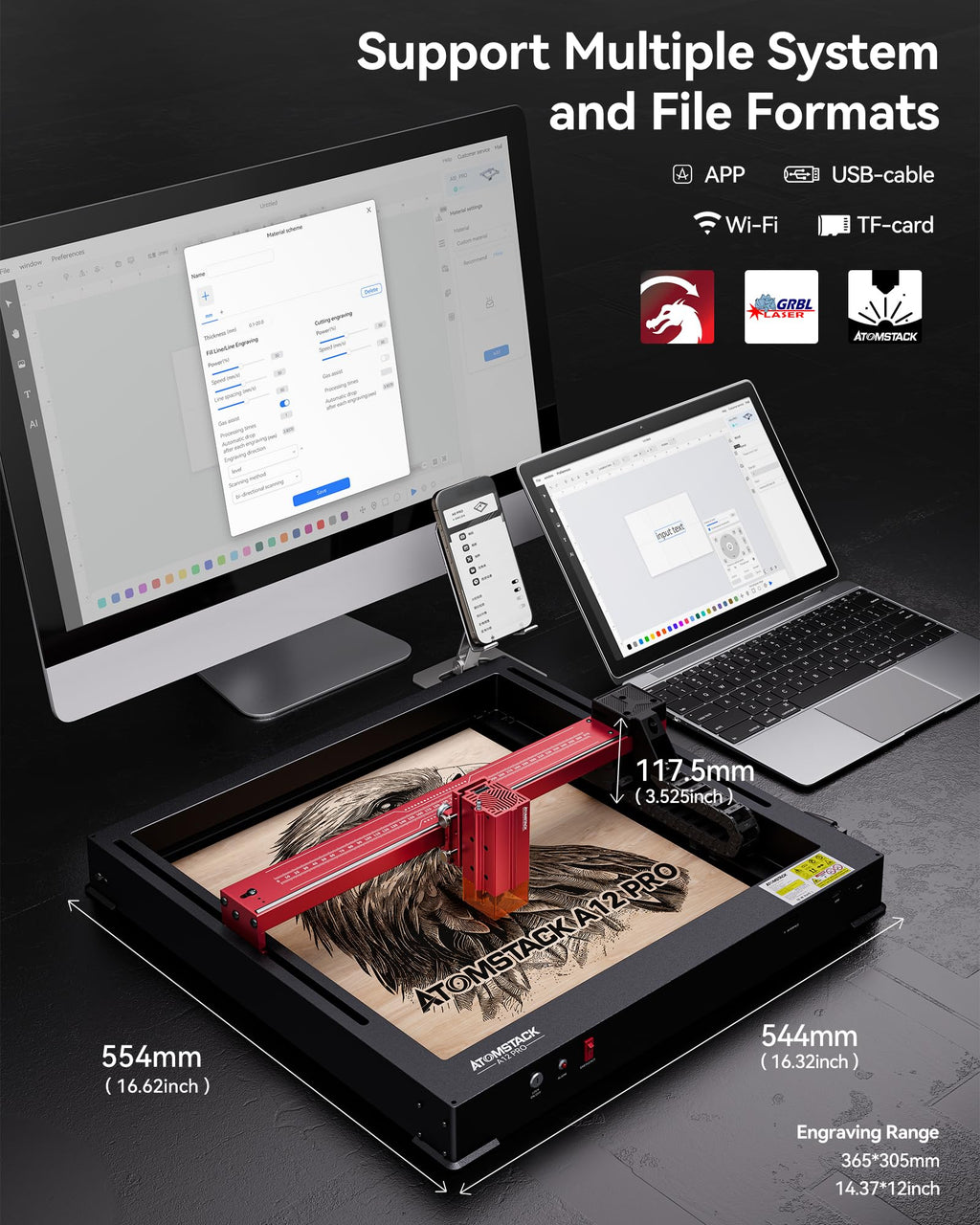 ATOMSTACK A6 Pro 40W Laser Engraving Machine 6W Output Power 600mm/s L