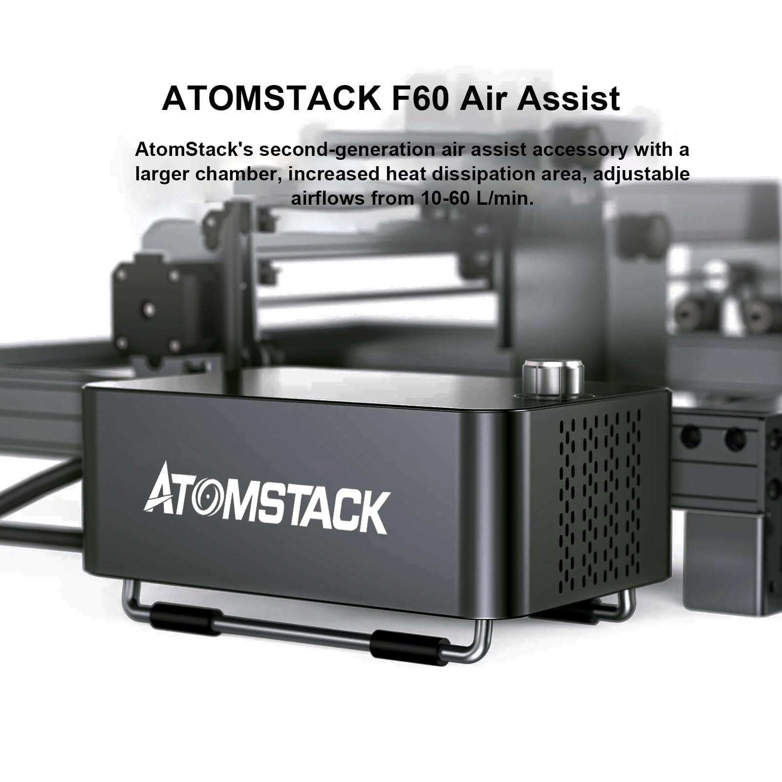 ATOMSTACK F60 Dual Pump Air Assist 10-60L/min, Automatic Switching Cleaner and Smoother Cutting Edge, Air Assist for A6 X6 A12 X12 A24 X24 Pro A20 A30 A40 A70 Series Laser Engraver Cutter