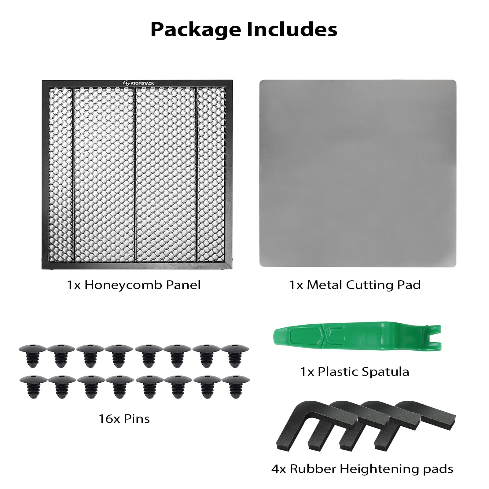 ATOMSTACK F4N 15.7x15.7 Inch Honeycomb Laser Engraver Bed with Metal Tray 6 Platens & 4 Pads Compatible Laser Working Table