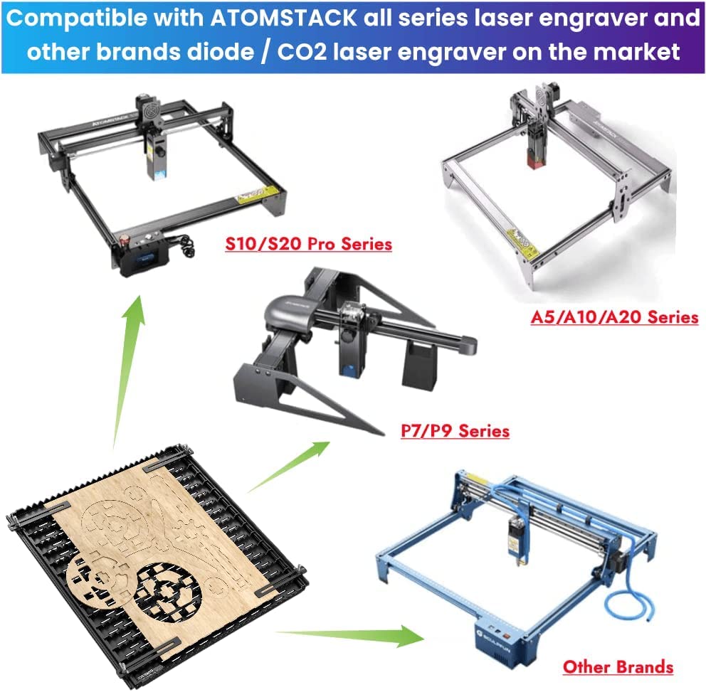 ATOMSTACK F3 Plus Working Table with Fixtures Laser Bed for CO2 Laser Cutter and Engraver Detachable Folding Laser Cutting Panel (460 * 850mm)