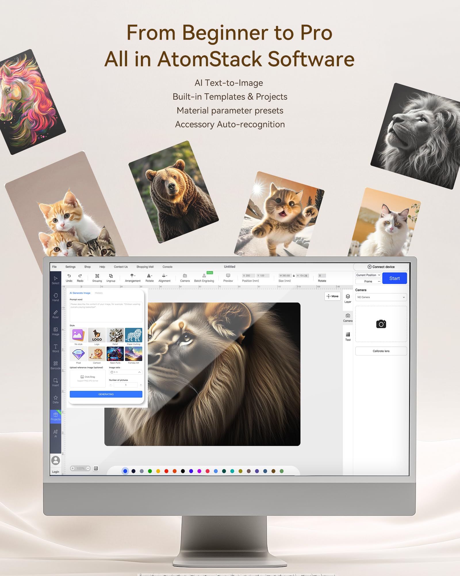 AtomStack Atelier AI Diode Laser Engraver 12W Galvo Portable Handheld Marking Machine with Built-in Camera 4000mm/s Class 1