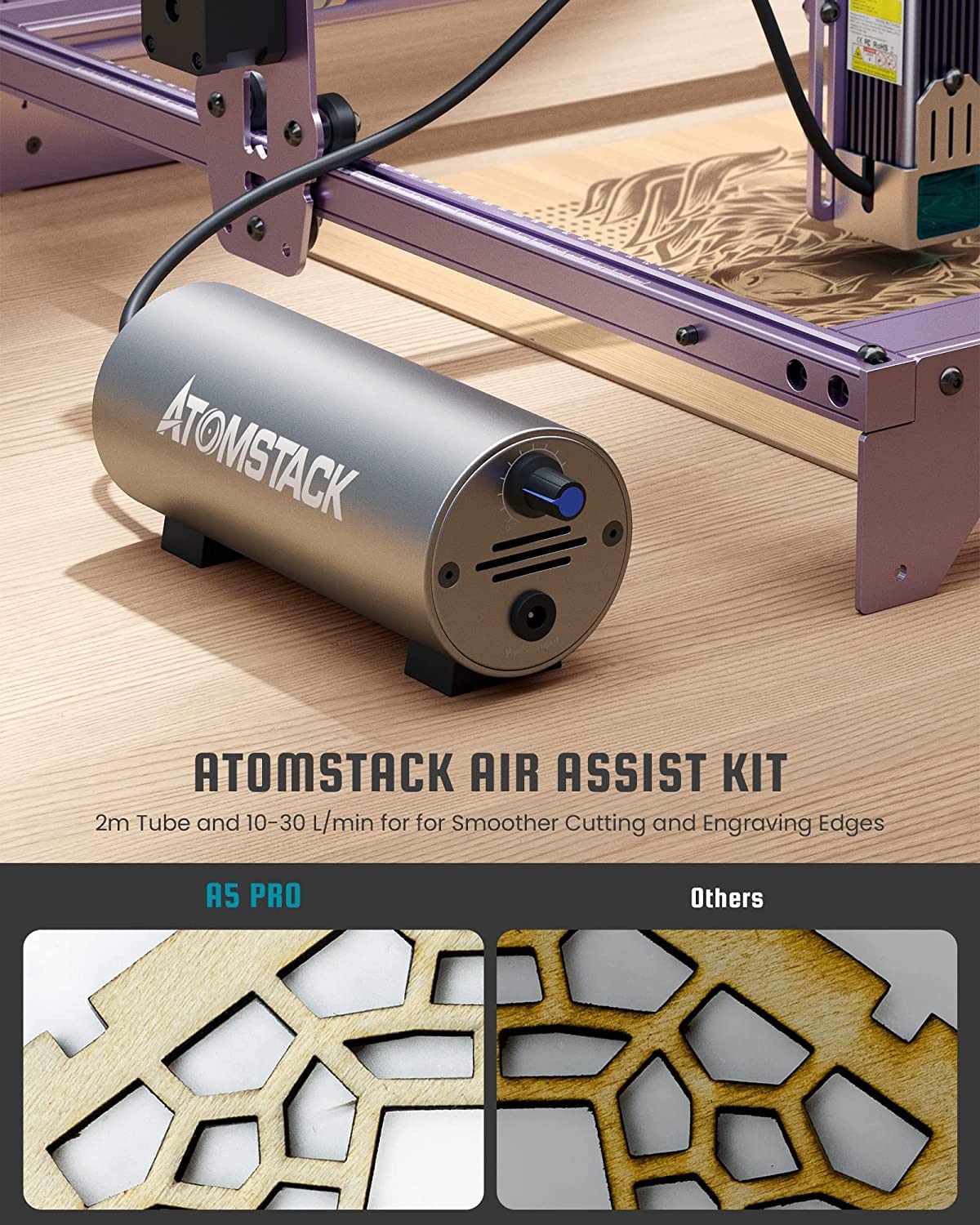 ATOMSTACK A5 Pro Laser Engraving Machine With Air Assist 40W CNC Laser Engraver Cutter 400x400mm Eye Protection