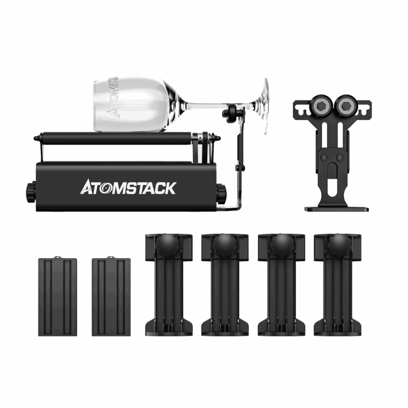 Upgraded Atomstack R3 Pro 24W Automatic Rotary Roller with Separable support module and Extension Tower