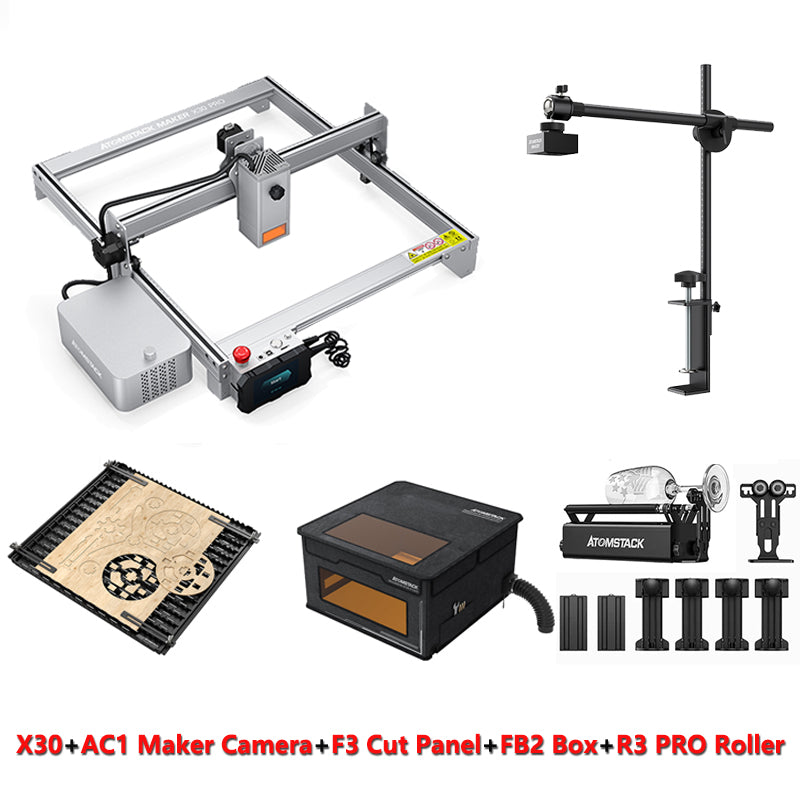 Atomstack X30 S30 A30 Pro DIY CNC Laser Engraving And Cutting Machine With  R1 Rotary Roller F3 Honeycomb Bed FB2 Dustproof Cover